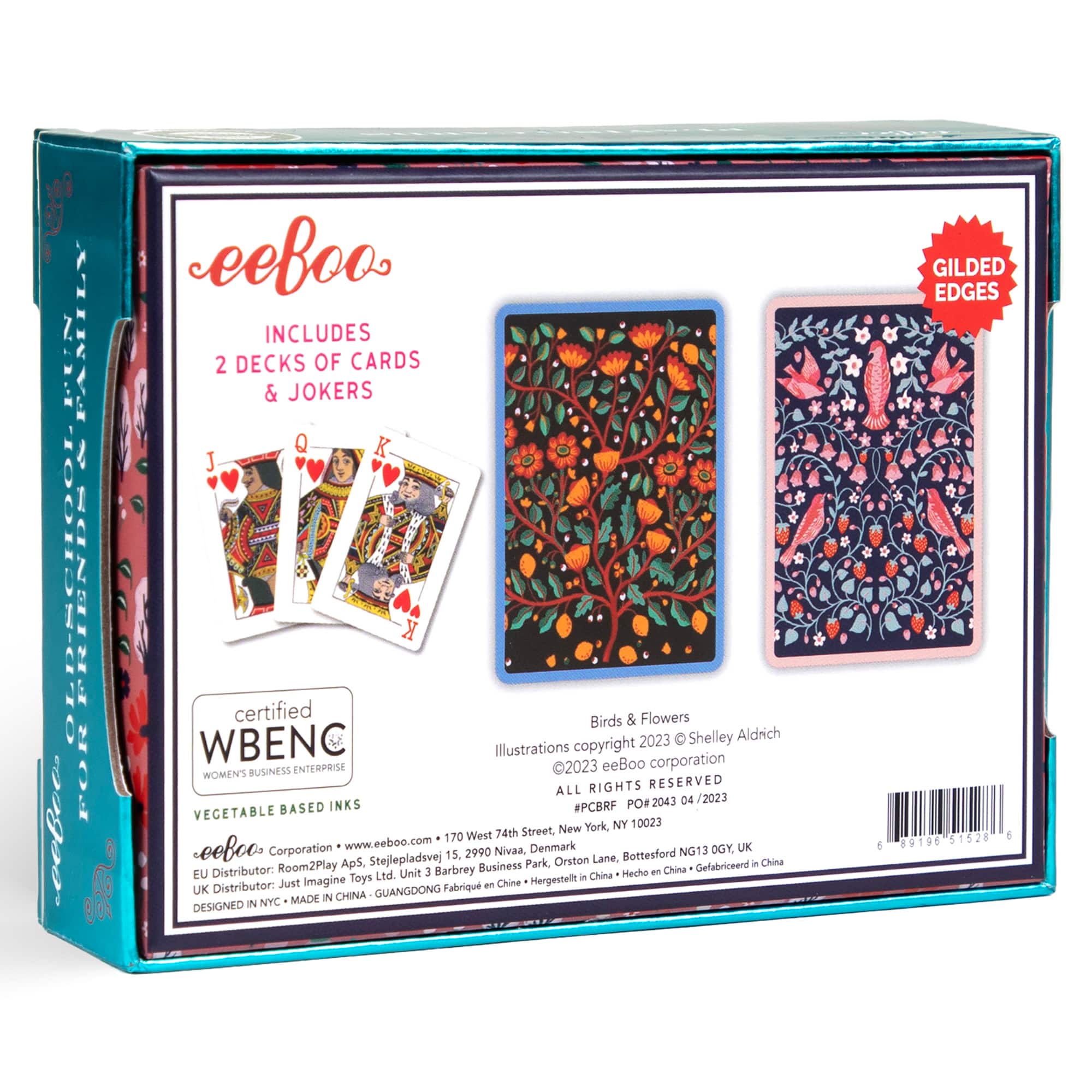 eeBoo Piece & Love Birds & Flowers Playing Card Decks